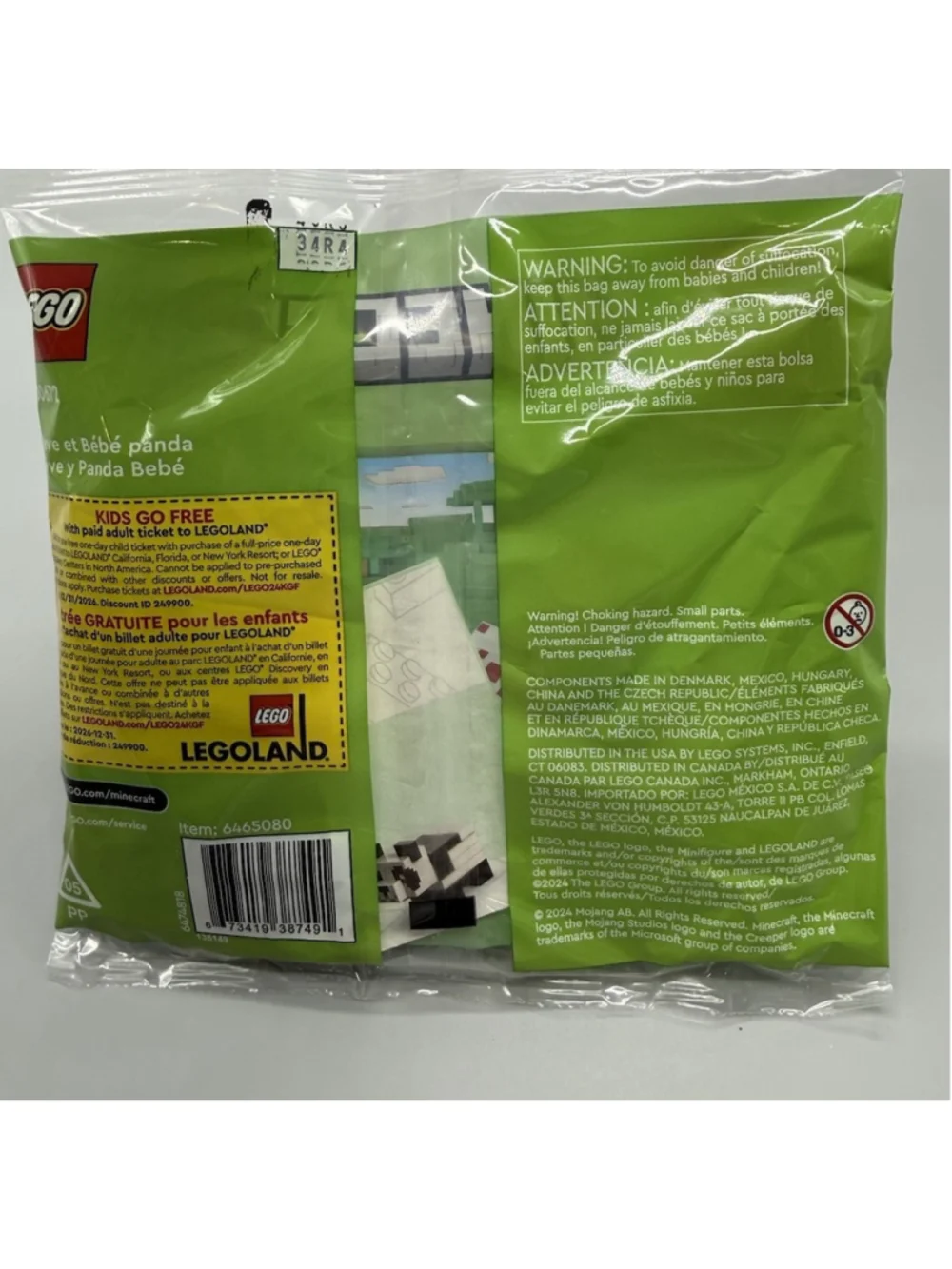 LEGO Retired Minecraft Steve and Baby Panda Polybag Set 30672 35 pcs (2024)